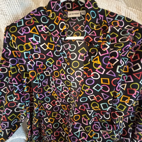 Liz Baker Tops - ColorfulLiz Baker Geometric Patterned Shirt Size large 80s chic